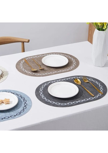 Oval Koyu Gri 44X30CM (1 Adet) Yemek Masası Için Deri Servis Altlıkları Su Geçirmez Isıya Dayanıklı Iskandinav Tarzı Mutfak Için Batı Masa Mat Yıkanabilir Sofra Takımı (Yurt Dışından)