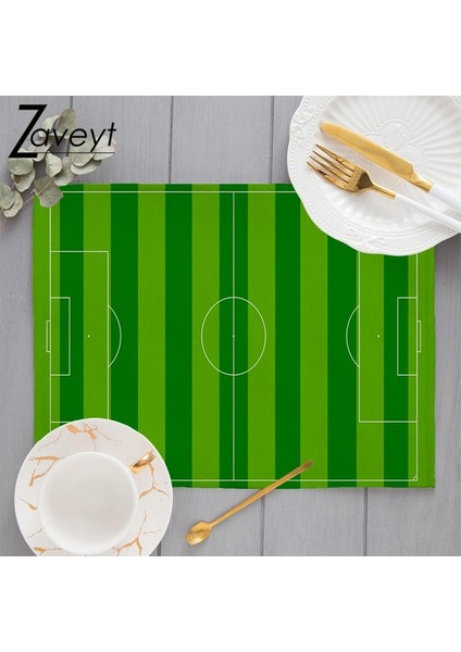 LE1340 32X42CM Futbol Sahası Servis Matları Futbol Oyunu Strateji Taktikleri Son Bölge Touchdown Spor Yarışması Tema Keten Servis Altlıkları Yemek Masası (Yurt Dışından)