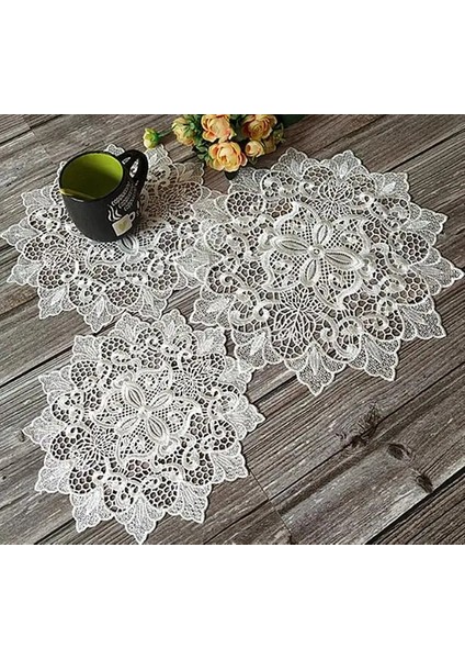 Beyaz 2 Yuvarlak 20 cm Yenı Gül Çiçek Dantel Yuvarlak Nakış Masa Yer Mat Noel Düğün Pedi Çay Kahve Placemat Fincan Tabak Altlığı Bardak Altlığı Peçete Mutfak (Yurt Dışından)