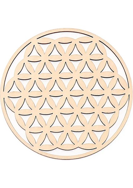 WD0109 30CM 1 Adet Çakra Hayat Çiçeği Doğal Sembol 18 Çeşit Ahşap Yuvarlak Kenar Daire Oyma Coaster Taş Kristal Seti Dıy Dekor (Yurt Dışından)