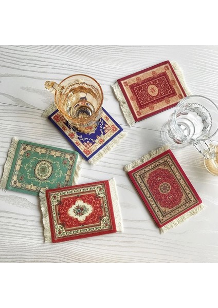 Stil 2 9X11 cm El Yapımı Bohem Püskül Masa Mat Ins Farsça Retro Kaymaz Yemek Masası Mat Mutfak Aksesuarları Dekorasyon Ev Ped Coaster (Yurt Dışından)
