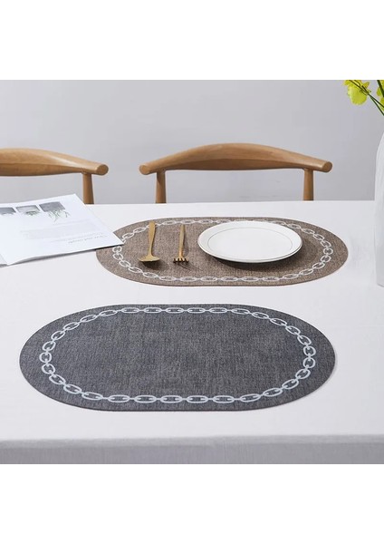 Oval Koyu Gri 44X30CM (1 Adet) Yemek Masası Için Deri Servis Altlıkları Su Geçirmez Isıya Dayanıklı Iskandinav Tarzı Mutfak Için Batı Masa Mat Yıkanabilir Sofra Takımı (Yurt Dışından)
