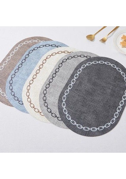 Oval Koyu Gri 44X30CM (1 Adet) Yemek Masası Için Deri Servis Altlıkları Su Geçirmez Isıya Dayanıklı Iskandinav Tarzı Mutfak Için Batı Masa Mat Yıkanabilir Sofra Takımı (Yurt Dışından)