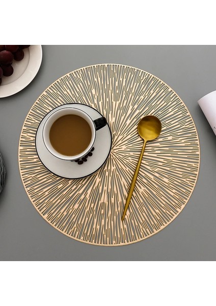 Altın 4 Adet 6/4 Adet Yuvarlak Placemats Restoran Içi Boş Pvc Dekorasyon Yemek Matı Anti-Sıcak Yemek Masası Hattı Mat Biftek Tabağı Ped (Yurt Dışından)