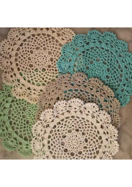 Siyah Yuvarlak Yuvarlak 20 cm 2023 Modern Dantel Pamuk Masa Yer Mat Tığ Işi Yuvarlak Kahve Placemat Ped Noel Pan Coaster Fincan Kupa Çay Yemek Bardak Altlığı Peçete Mutfak (Yurt Dışından)
