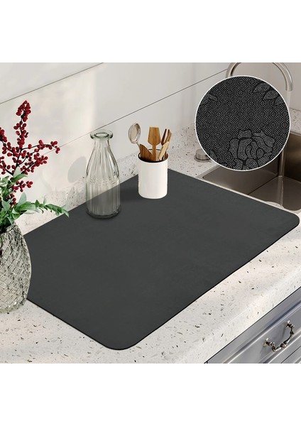 Line J Gri M 30 x 50CM Süper Emici Drenaj Pedi Bulaşık Kurutma Altlığı Mutfak Sofra Damlalıklı Paspaslar Yemek Takımı Placemat Banyo Kaymaz Drenaj Pedi Halılar (Yurt Dışından) fiyatları