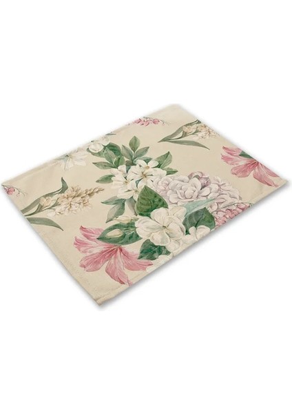 LM3614 32X42CM-KETEN 32X42CM Çiçek Mutfak Servis Altlığı Renkli Gül Çiçek Yemek Masası Mat Isı Yalıtım Fincan Kase Coaster Pad Ev Dekor Kahve Mat (Yurt Dışından)