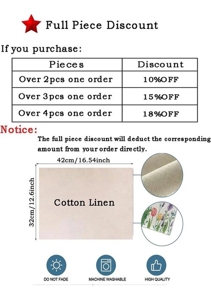 LM3614 32X42CM-KETEN 32X42CM Çiçek Mutfak Servis Altlığı Renkli Gül Çiçek Yemek Masası Mat Isı Yalıtım Fincan Kase Coaster Pad Ev Dekor Kahve Mat (Yurt Dışından)