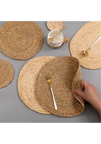 Style1 11 cm Isı Yalıtımı Yuvarlak Ped Coaster Placemat El Yapımı Mısır Su Çim Örgü Mat Placemat Masa Paspasları Ev Dekor Çim Paspaslar (Yurt Dışından) fiyatları