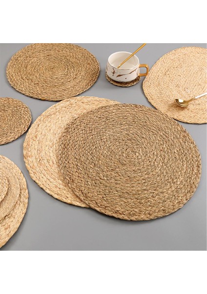 Style1 11 cm Isı Yalıtımı Yuvarlak Ped Coaster Placemat El Yapımı Mısır Su Çim Örgü Mat Placemat Masa Paspasları Ev Dekor Çim Paspaslar (Yurt Dışından) fırsatları