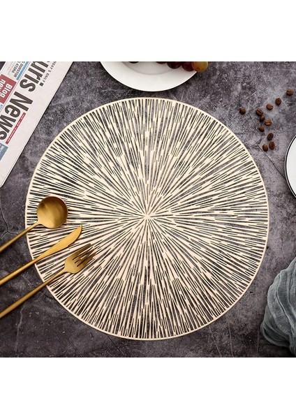 Altın 4 Adet 6/4 Adet Yuvarlak Placemats Restoran Içi Boş Pvc Dekorasyon Yemek Matı Anti-Sıcak Yemek Masası Hattı Mat Biftek Tabağı Ped (Yurt Dışından)