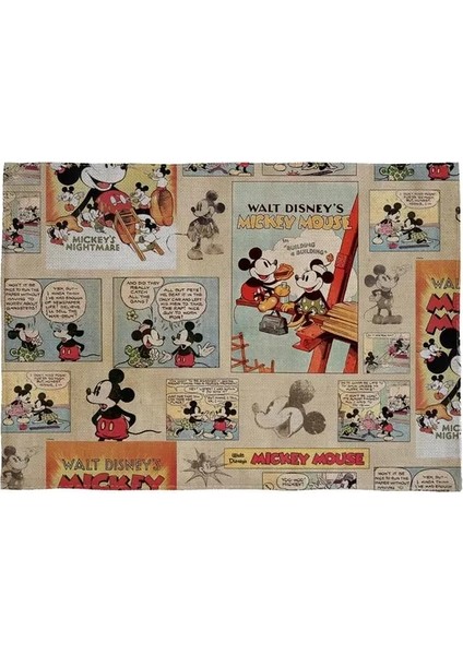 Pm-11 Dikdörtgen 46CMX33CM Mickey Mouse Baskı Mutfak Servis Altlığı Disney Yemek Pişirme Paspasları Batı Pedi Pamuk Keten Bardak Altlığı Kase Isıya Dayanıklı Mat (Yurt Dışından)