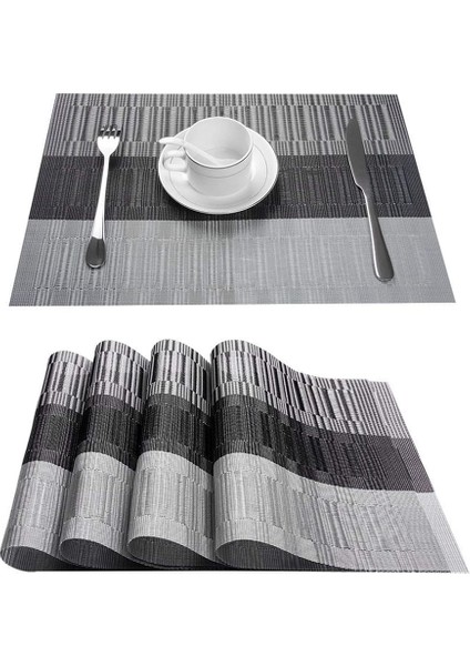 Placemat 14 Dikdörtgen 4 Pcs Yemek Masası Için Placematlar Pvc Bambu Desenli Masa Paspasları Çoklu Renk Kaymaz Isıya Dayanıklı Yıkanabilir Temizlemesi Kolay (Yurt Dışından)