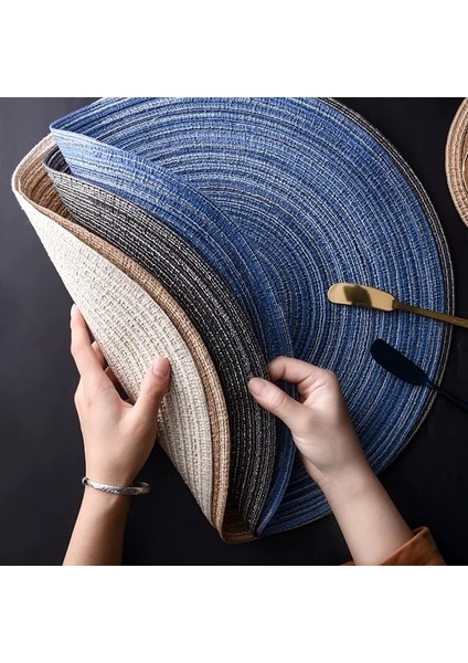 Redb 6 Adet 11 cm 6 Adet/takım Keten Placemats Akşam Yemeği Masa Pedi Masa Coaster Mat Kahvaltı Boho Placemat Yuvarlak Masa Placemat Saman Isı Placemat (Yurt Dışından)