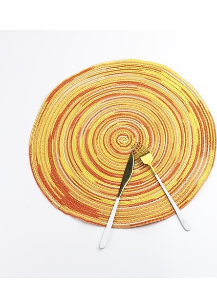 2CD-51009-014 18 cm Yuvarlak Pamuk Dokuma Iskandinav Kaymaz Mutfak Aksesuarları Placemat Coaster Yalıtım Pedi Kahve Fincanı Masa Mat Peçete Ev 51009 (Yurt Dışından)