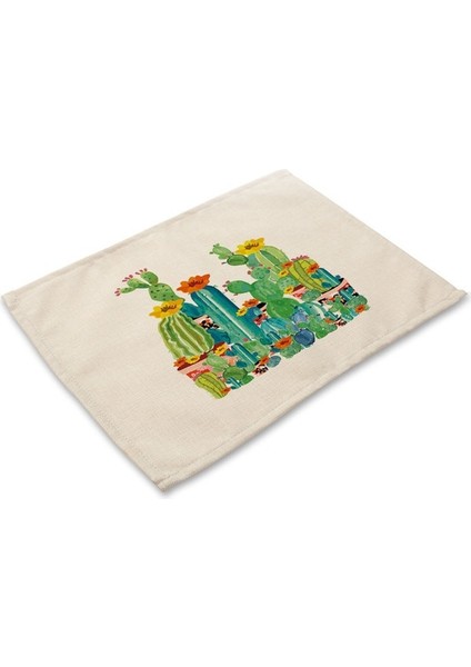 N 1 Adet Kaktüs Desen Placemat Yemek Masası Mat Pamuk Keten Içecek Coaster Kase Fincan Paspaslar Mutfak Pedleri 42*32 cm Ev Dekor MP0018 (Yurt Dışından)