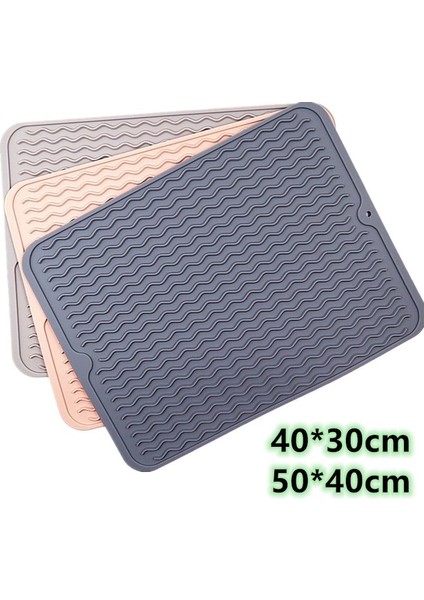 E 50X40CM Koyu Gri Resim Olarak Silikon Bulaşık Kurutma Paspasları Kalınlık Isıya Dayanıklı Trivet Damlama Tepsisi Bardak Altlıkları Kaymaz Tencere Tutacağı Masa Mutfak Aksesuarları (Yurt Dışından)