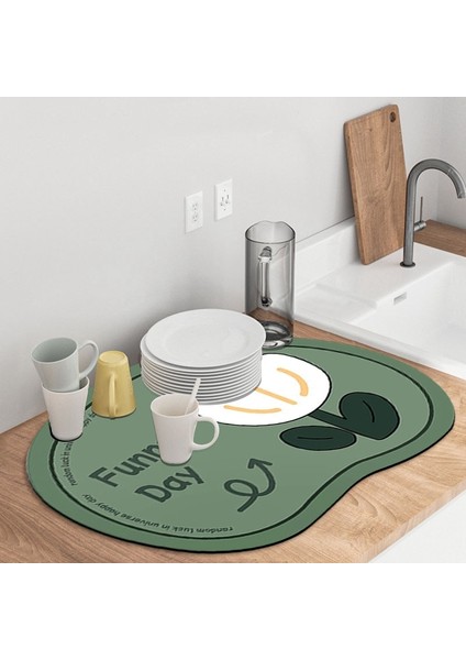 B Drenaj Pedi L 40 x 50CM Düzensiz Süper Emici Mat Mutfak Tezgahı Kahve Drenaj Pedi Hızlı Drenaj Aracı Sofra Takımı Kaymaz Pedler Bulaşık Kurutma Servis Altlığı (Yurt Dışından)