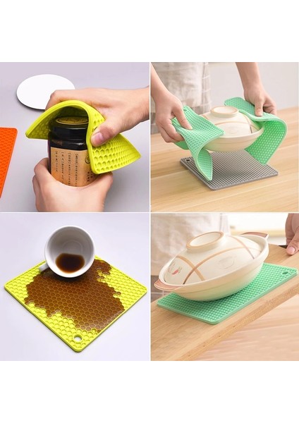 Yuvarlak Mat S4 1 Adet 25 Stil Silikon Mat 230°C Isıya Dayanıklı Pot Tutucuyemek Masası Placemat Kaymaz Pot Tutucu Bardak Altlığı Mutfak Aksesuarları (Yurt Dışından)