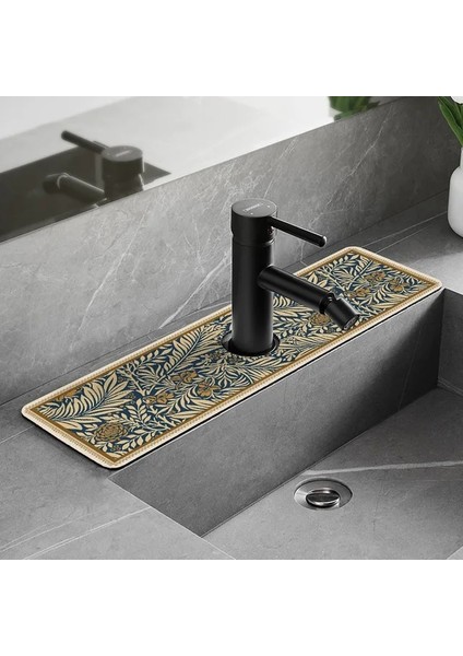 Stil 5 38X13 cm Klasik Lavabo Musluğu Drenaj Pedi Masa Mat Tuvalet Diatom Çamur Emici Ped Kaymaz Anti-Küf Mat Mutfak Tezgahı Yemek Için (Yurt Dışından)