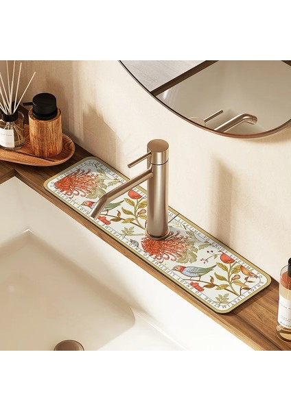 Stil 5 38X13 cm Klasik Lavabo Musluğu Drenaj Pedi Masa Mat Tuvalet Diatom Çamur Emici Ped Kaymaz Anti-Küf Mat Mutfak Tezgahı Yemek Için (Yurt Dışından) fiyatları