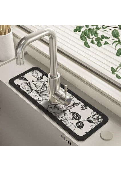 Stil 5 38X13 cm Klasik Lavabo Musluğu Drenaj Pedi Masa Mat Tuvalet Diatom Çamur Emici Ped Kaymaz Anti-Küf Mat Mutfak Tezgahı Yemek Için (Yurt Dışından) modelleri