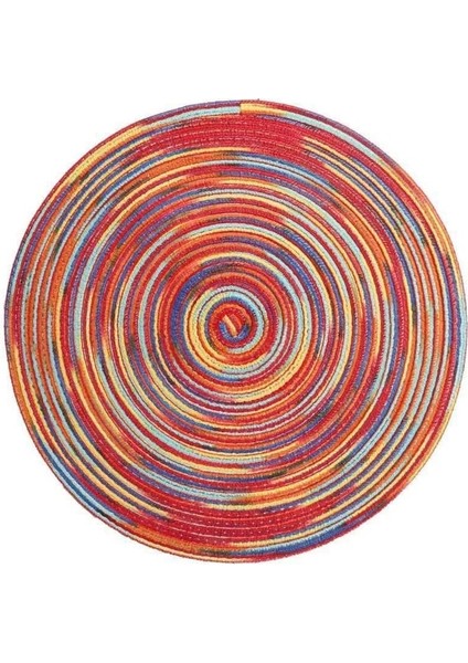 2CD-51009-013 36 cm Yuvarlak Pamuk Dokuma Iskandinav Tarzı Kaymaz Mutfak Placemat Coaster Yalıtım Pedi Bulaşık Kahve Fincanı Masa Mat Peçete Ev 51009 (Yurt Dışından)
