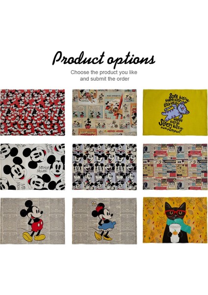 Pm-18 Dikdörtgen 46CMX33CM Mickey Mouse Baskı Mutfak Servis Altlığı Disney Yemek Pişirme Paspasları Batı Pedi Pamuk Keten Bardak Altlığı Kase Isıya Dayanıklı Mat (Yurt Dışından)