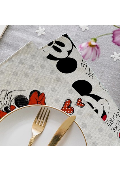 Pm-18 Dikdörtgen 46CMX33CM Mickey Mouse Baskı Mutfak Servis Altlığı Disney Yemek Pişirme Paspasları Batı Pedi Pamuk Keten Bardak Altlığı Kase Isıya Dayanıklı Mat (Yurt Dışından)