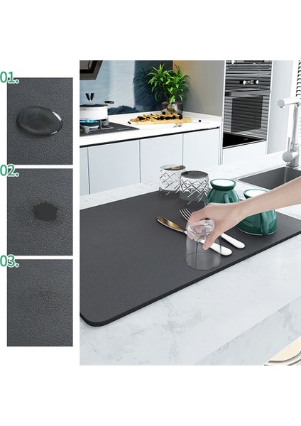 F 30X40 cm Süper Emici Kahve Bulaşık Mat Mutfak Tezgahı Drenaj Pedi Hızlı Tahliye Aracı Banyo Lavabo Için Su Geçirmez Kaymaz (Yurt Dışından) modelleri