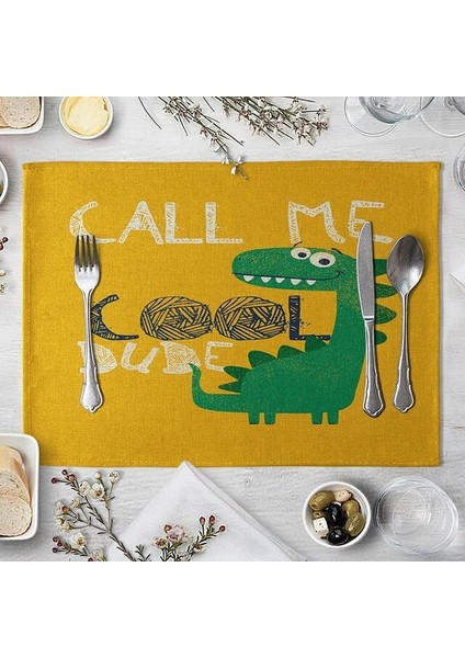 LM3037 32X42CM-KETEN 32X42CM Sevimli Dinozor Keten Placemat Masa Için Yaratıcı Karikatür Hayvan Yemek Masası Mat Müzik Komik Dino Yemek Kasesi Fincan Coaster (Yurt Dışından)