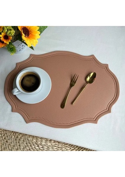 Pembe 1 Adet Deri Servis Altlığı Sofra Pedi Düzensiz Retro Masa Mat Isı Yalıtımı Su Geçirmez ve Yağ Geçirmez Ev Yemek Pvc Plaka Mat (Yurt Dışından)