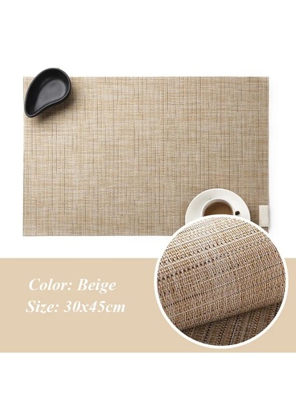 Bej 2 Adet-Paket 2/4/6 Adet Placemats Pvc Yemek Masası Mat Örgü Disk Pedleri Kase Bardak De Cozinha 30*45 cm Plaka Bar Mutfak Sehpa Mat (Yurt Dışından)