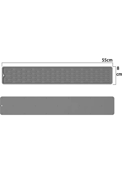 Gri 35X8 cm Silikon Bulaşık Kurutma Mat Anti Kayma Lavabo Tepsi Tezgah Mat Organizatör Mutfak Eşyaları Koruma Mat Depolama Rafı Mutfak Malzemeleri (Yurt Dışından)