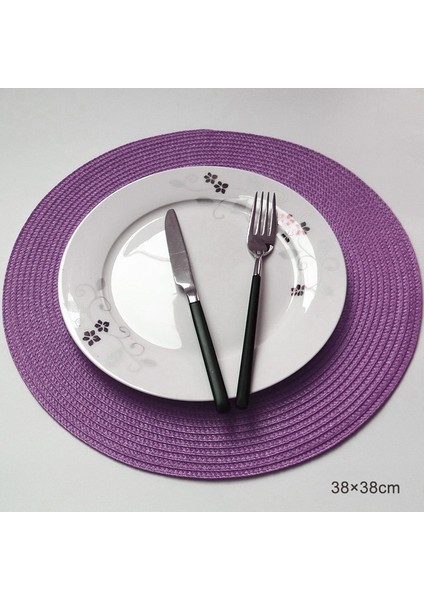 Mor 38CM 4 Adet Yuvarlak Placemats 6 Örgülü Daire Place Mat Yıkanabilir Masa Paspasları Mutfak Yemek Masası Için Set Karışık Renkli Kaymaz Placemats (Yurt Dışından)