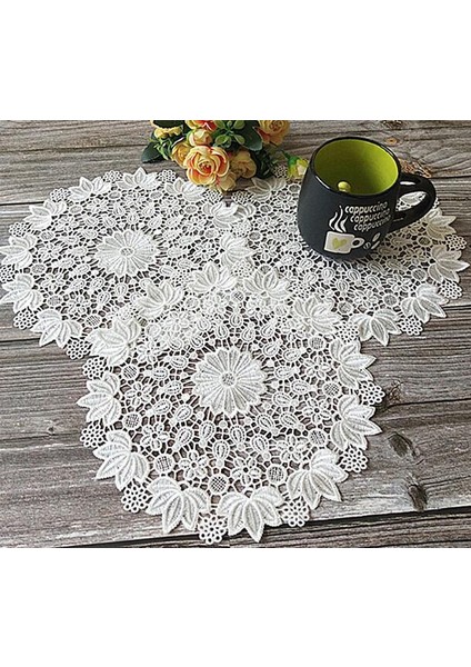 Beyaz 3 Yuvarlak 15 cm Yenı Gül Çiçek Dantel Yuvarlak Nakış Masa Yer Mat Noel Düğün Pedi Çay Kahve Placemat Fincan Tabak Altlığı Bardak Altlığı Peçete Mutfak (Yurt Dışından)