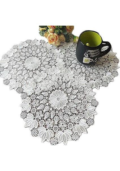 Beyaz 3 Yuvarlak 15 cm Yenı Gül Çiçek Dantel Yuvarlak Nakış Masa Yer Mat Noel Düğün Pedi Çay Kahve Placemat Fincan Tabak Altlığı Bardak Altlığı Peçete Mutfak (Yurt Dışından)