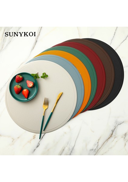Turuncu 01 4 Adet R38CM-L30X45CM 6/4 Adet Yuvarlak/dikdörtgen Suni Deri Servis Altlığı Su Geçirmez Yağ Geçirmez Isı Yalıtımlı Masa Mat Otel Restoran Masa Pu Servis Altlığı (Yurt Dışından) fiyatları