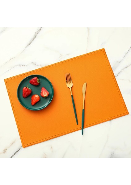 Turuncu 01 4 Adet R38CM-L30X45CM 6/4 Adet Yuvarlak/dikdörtgen Suni Deri Servis Altlığı Su Geçirmez Yağ Geçirmez Isı Yalıtımlı Masa Mat Otel Restoran Masa Pu Servis Altlığı (Yurt Dışından) indirimleri