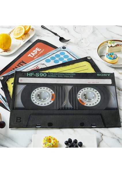 Style8 Dikdörtgen 42X32 cm Vintage Kaset Müzik Bant Placemats Kaymaz Isıya Dayanıklı Yıkanabilir Plaka Mat Yemek Masası Kase Coaster Ev Dekor Paspaslar (Yurt Dışından)