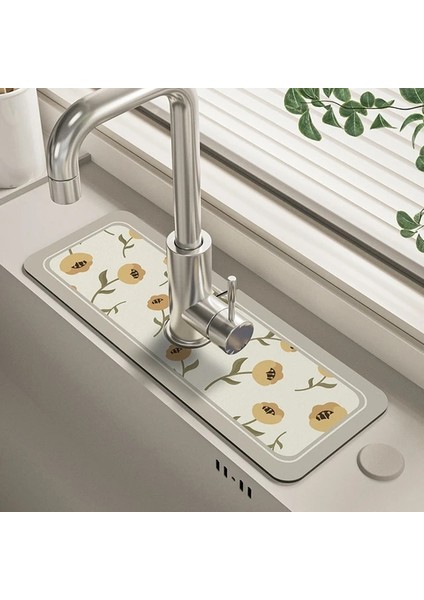 Stil 4 38X13 cm Kaymaz Lavabo Musluğu Drenaj Pedi Masa Mat Tuvalet Diatom Çamur Emici Ped Anti-Küf Mat Mutfak Tezgahı Yemek Için (Yurt Dışından)