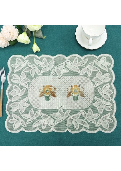 I 45X30 cm Dantel Iskandinav Basit Masa Mat Dantel Dikdörtgen Yuvarlak Akşam Yemeği Mat Dairesel Isı Yalıtımı Kahve Fincanı Coaster Ev Dekoratif Peçete (Yurt Dışından)
