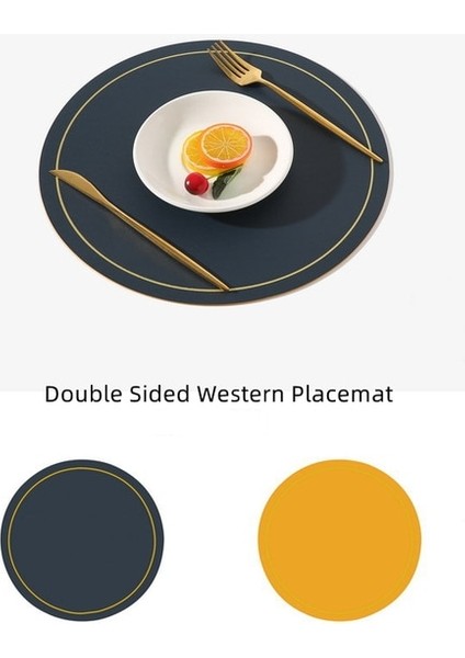 Mavi Yuvarlak Yuvarlak Büyük Çift Taraflı Deri Masa Mat Su Geçirmez ve Yağ Geçirmez Ev Yalıtım Placemat Pvc Otel Placemats Masa (Yurt Dışından)