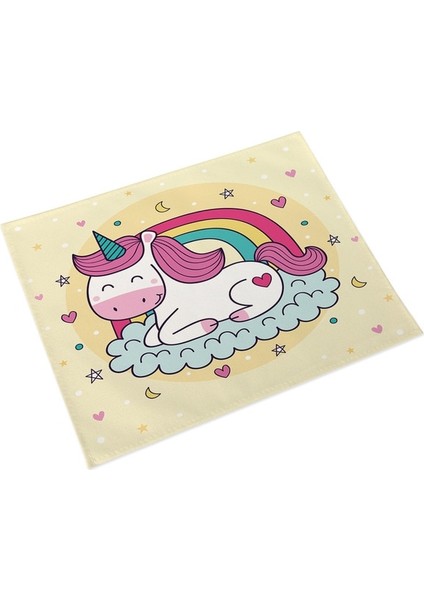 Stil 4 42X32CM 42X32CM Karikatür Pembe Masa Mat Unicorn Bireysel Placemats Bardak Altlığı Seti Masa Üzerinde Pad Fincan Pedi Yemek Masası Için Yer Paspasları (Yurt Dışından)