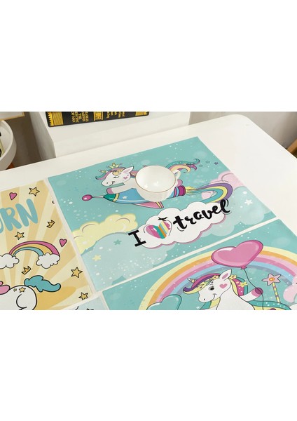 Stil 4 42X32CM 42X32CM Karikatür Pembe Masa Mat Unicorn Bireysel Placemats Bardak Altlığı Seti Masa Üzerinde Pad Fincan Pedi Yemek Masası Için Yer Paspasları (Yurt Dışından) fiyatları