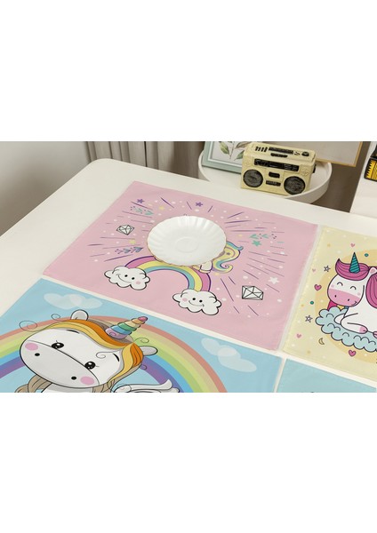 Stil 4 42X32CM 42X32CM Karikatür Pembe Masa Mat Unicorn Bireysel Placemats Bardak Altlığı Seti Masa Üzerinde Pad Fincan Pedi Yemek Masası Için Yer Paspasları (Yurt Dışından) indirimleri