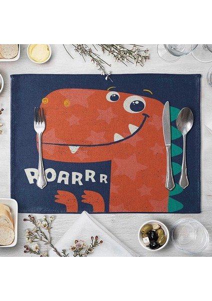 LM3044 32X42CM-KETEN 32X42CM Sevimli Dinozor Keten Placemat Masa Için Yaratıcı Karikatür Hayvan Yemek Masası Mat Müzik Komik Dino Yemek Kasesi Fincan Coaster (Yurt Dışından)