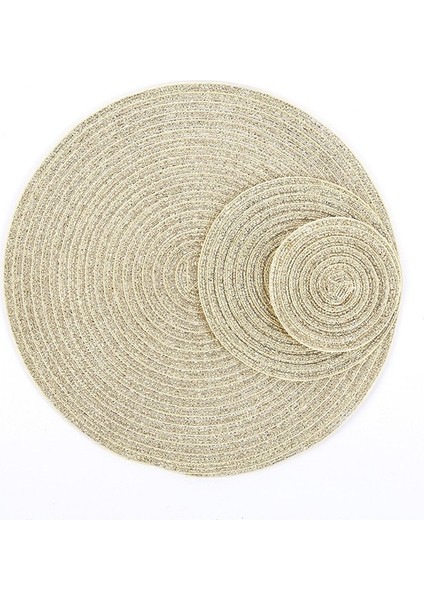 Altın Çapı 36 cm Yuvarlak Dokuma Iskandinav Tarzı Kaymaz Placemat Coaster Yalıtım Dolgu Kupa Bardak Masa Mat Ev Dekor Peçete Mutfak Aksesuarları (Yurt Dışından)