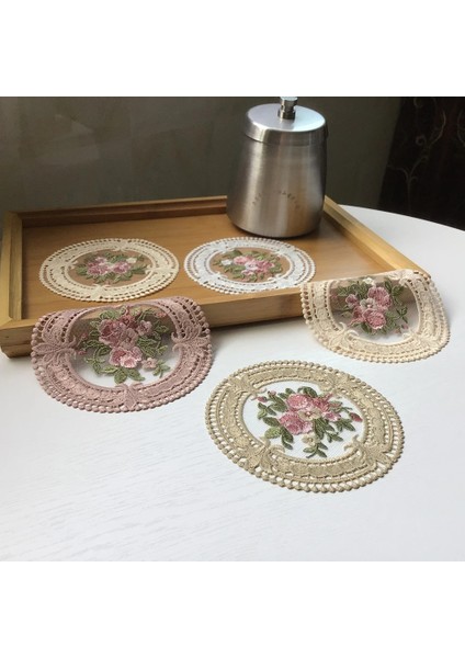 Fasulye Ezmesi 12 cm S Vintage Dantel Haşlanma Önleyici Coaster Nakış Zanaat Kaseler Kahve Fincanları Coaster Avrupa Tarzı Kumaş Masa Yalıtım Mat 12 cm (Yurt Dışından)