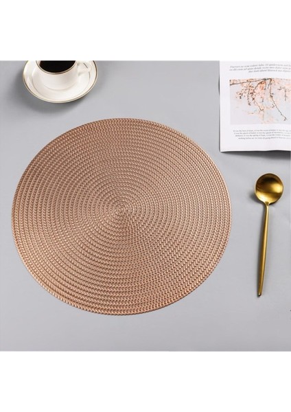 Gül Altın Yuvarlak 38 cm 38 cm Yuvarlak Pvc Placemat Mutfak Yemek Masası Paspaslar Biftek Pedi Anti-Haşlanma Yalıtım Pedleri Ins Nordic Otel Restoran Ev Dekor (Yurt Dışından)